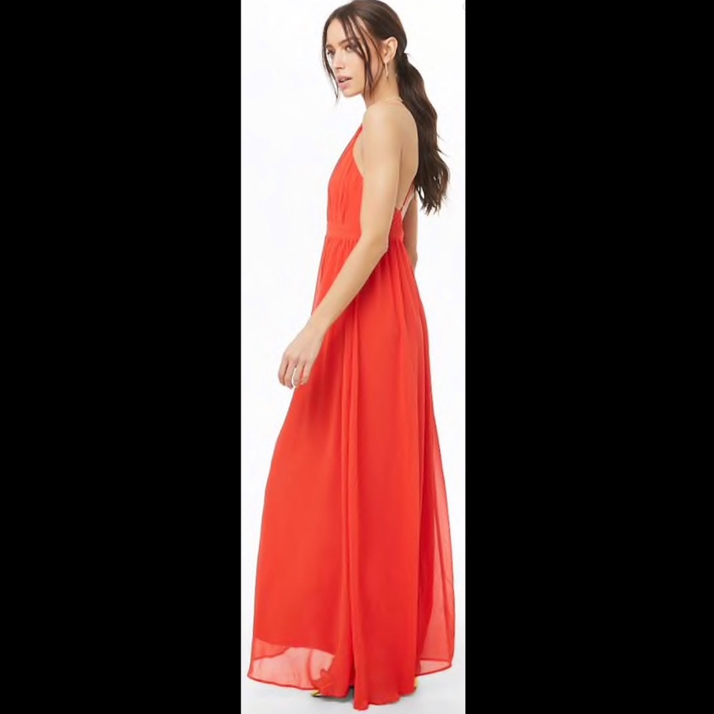 Forever 21 Pleated Cami Maxi Dress Red
